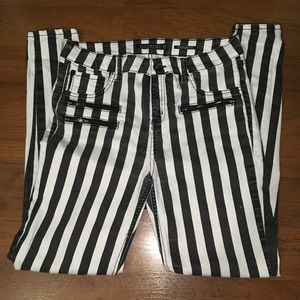 Black and White Striped Skinny Jeans